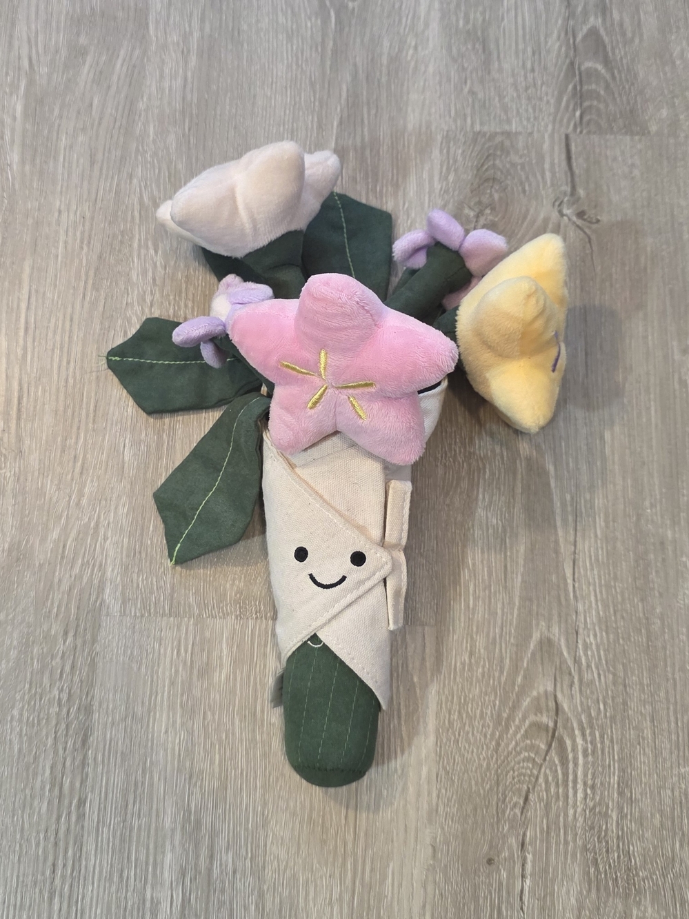 Jellycat Pastel Flower Bouquet Plush Pink Yellow Cream Green 12"